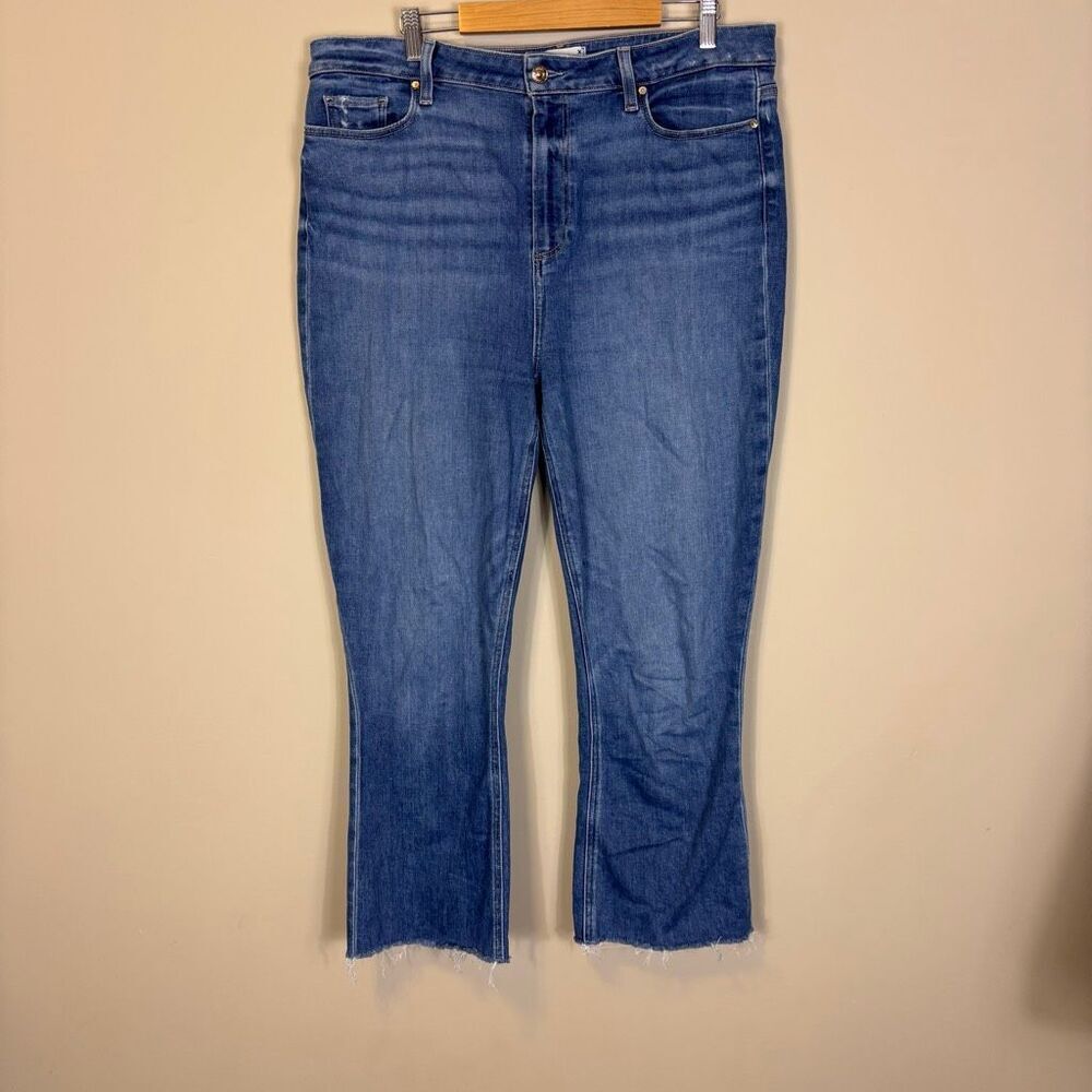 Paige High Rise Claudine Cropped Flare Jeans 34
